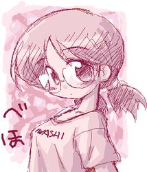  behoimi female glasses ikkyuu lowres monochrome oekaki pani_poni_dash! pink_theme solo 