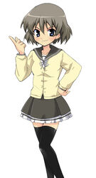  cardigan female myself_yourself nippori photoshop_(medium) school_uniform serafuku solo thighhighs wakatsuki_shuri zettai_ryouiki 