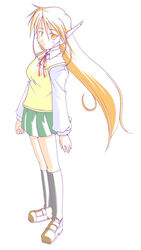  female kneehighs nagase_takeshi school_uniform serio_(to_heart) socks solo to_heart to_heart_(series) 