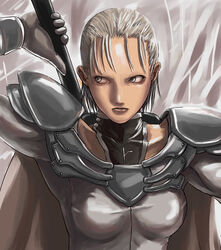  armor blonde_hair claymore_(series) female grey_eyes jean_(claymore) solo sword tea_(nakenashi) upper_body weapon 