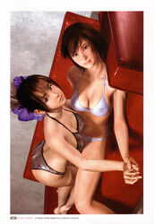  2girls 3d aihara_makoto artist_request breasts brown_hair hinomoto_reiko medium_breasts multiple_girls rumble_roses short_hair yuri 