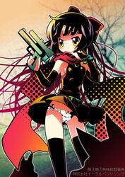  female gun handgun original panties scarf solo suzuki_kokono thighhighs underwear weapon wind wind_lift 