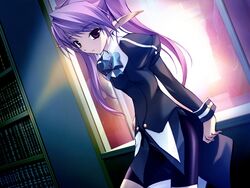  elf female game_cg long_hair onigirikun pastel_chime pastel_chime_continue phil_ehart pointy_ears purple_eyes purple_hair school_uniform solo very_long_hair 