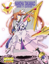  adapted_costume alternate_costume bad_link brown_hair female lyrical_nanoha magic_circle magical_girl mahou_shoujo_lyrical_nanoha_strikers mecha_musume okiura photoshop_(medium) purple_eyes raising_heart raising_heart_(blaster_bit) raising_heart_(exelion_mode) solo takamachi_nanoha takamachi_nanoha_(exceed_mode) twintails 