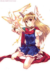  akazukin_chacha animal_on_arm arm_support artist_name bird bird_on_arm blonde_hair bracelet chacha_(akazukin_chacha) choker commentary_request dated female jewelry long_hair magical_girl magical_princess parted_lips phoenix red_eyes sanjou_sorata sitting solo wariza white_background 