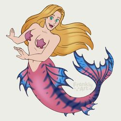  1:1 animal_humanoid asterozoan blonde_hair blue_eyes blush breasts echinoderm female fin flowing_hair frankly-art hair humanoid humanoid_taur marine marine_humanoid marine_taur merfolk mermaid_syphira navel smile solo split_form starfish starfish_(accessory) starfish_bra stripes tail taur teeth tongue 