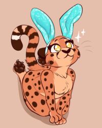  4:5 anthro brown_spots cheetah claws digital_media_(artwork) fake_ears fake_rabbit_ears felid feline female fur high-angle_view juantriforce mammal markings orange_body orange_fur pawpads solo spots spotted_body spotted_fur stephie_(fraydia1) toe_claws yellow_eyes 