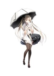  absurdres black_footwear black_ribbon clothes_lift female frilled_umbrella frills grey_hair hair_ribbon highres holding holding_umbrella jiji_(381134808) kasugano_sora long_hair long_sleeves ribbon skirt skirt_lift smile solo transparent_background twintails umbrella yosuga_no_sora 