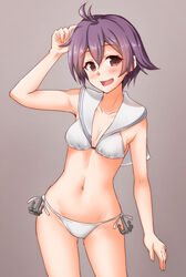  alternate_costume anchor anti_(untea9) bikini blush breasts collarbone cosplay female gradient_background highres kantai_collection navel open_mouth photoshop_(medium) purple_hair red_eyes sailor_bikini sailor_collar sakawa_(kancolle) short_hair small_breasts smile solo swimsuit white_bikini z3_max_schultz_(kancolle) z3_max_schultz_(kancolle)_(cosplay) z3_max_schultz_(swimsuit_mode)_(kancolle) 