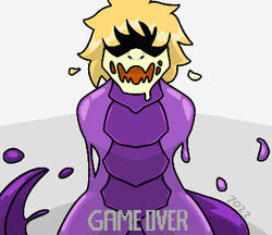  ambiguous_gender armless blonde_hair changed_(video_game) eyeless game_over gameplay_mechanics goo-connected_lips goo_transformation hair low_res microsoft minecraft mojang open_mouth puppetmaster13uwu purple_body shulker solo transformation xbox_game_studios 