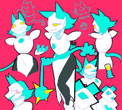  1_eye 4_fingers anthro biped black_body blush blush_stickers clothed clothing colorful_theme container cup cute_fangs deltarune digital_media_(artwork) dress drinking_glass electrical_plug empty_eyes english_text eyelashes felid feline female feral fingers flat_chested floating_hands footprint front_view fully_clothed fur glass glass_container glass_cup green_body green_eyes green_fur green_hair green_tail group hair hi_res holding_glass holding_object holding_weapon holding_whip looking_at_viewer machine mammal melee_weapon mia880423 monotone_hair monotone_tail multicolored_body multicolored_fur multiple_images onomatopoeia open_mouth open_smile pawprint portrait rear_view red_background restricted_palette robot short_hair simple_background slim smile sound_effects spikes standing tail tasque tasque_manager text three-quarter_portrait three-quarter_view two_tone_body two_tone_fur undertale_(series) weapon whip white_body white_clothing white_dress white_fur wine_glass yellow_eyes 