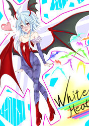  absurdres ahoge animal_print bad_id bad_pixiv_id bare_shoulders bat_(animal) bat_print bat_wings blue_hair blush boots bridal_gauntlets collarbone cosplay demon_girl diamond_cutout elbow_gloves female fingernails flat_chest gloves head_wings heart high_heels highres ill_(0022) leotard lilith_aensland lilith_aensland_(cosplay) long_fingernails long_hair nail_polish neptune_(series) nose_blush pantyhose power_symbol power_symbol-shaped_pupils print_pantyhose red_eyes red_leotard red_nails sharp_fingernails solo sweatdrop symbol-shaped_pupils vampire_(game) white_heart_(neptunia) wings 