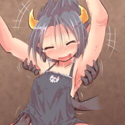  armpits black_hair closed_eyes female foomal horns laughing lowres moebius_(viprpg) open_mouth tears tickling viprpg 