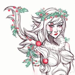  alien armor battleborn christmas female lipstick pointy_ears thorn_(battleborn) white_hair 