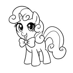  1:1 black_and_white bow_(feature) bow_tie equid equine female feral friendship_is_magic hasbro horn low_res madmax mammal monochrome my_little_pony mythological_creature mythological_equine mythology quadruped simple_background solo sweetie_belle_(mlp) tail unicorn white_background young young_female young_feral 