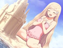  beach blonde_hair fault game_cg hayama_rika swimsuit taka_tony 