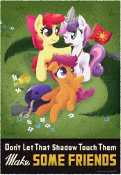  2011 apple_bloom_(mlp) armor chariot clothing crescent english_text equestrian_flag equid equine female flag flower friendship_is_magic hasbro hat headgear headwear helmet hi_res horse mammal moon my_little_pony newspaper plant pony ponyshot poster propaganda scootaloo_(mlp) shadow sunburst_(mlp) sweetie_belle_(mlp) text topshot toy 