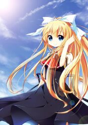  air_(visual_novel) bad_id bad_pixiv_id blonde_hair blue_eyes female kamio_misuzu long_hair pf photoshop_(medium) ponytail school_uniform smile solo 