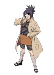  artist_request eyepatch fishnet fishnets headband kunoichi long_coat longcoat mitarashi_anko naruto ninja purple_hair skirt 