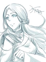  avatar:_the_last_airbender avatar_legends bad_id bad_pixiv_id blue_eyes choker female jewelry katara long_hair monochrome smile_(pixiv1491362) solo the_legend_of_korra 