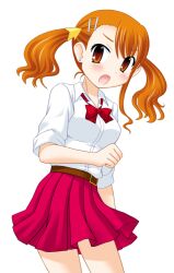  anjou_naruko ano_hi_mita_hana_no_namae_wo_bokutachi_wa_mada_shiranai. brown_eyes brown_hair casual commentary_request female long_hair nekoma_kotomitsu sleeves_rolled_up solo twintails 