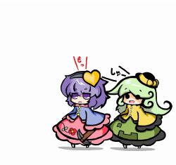  2girls commentary_request creeper edowan hat jpeg_artifacts komeiji_koishi komeiji_satori minecraft multiple_girls purple_hair saliva touhou 