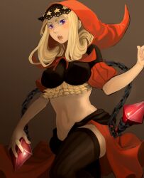  bad_id bad_pixiv_id blonde_hair chains crop_top female gacha-pinn126 midriff odin_sphere purple_eyes simple_background solo thighhighs velvet_(odin_sphere) 