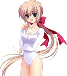  brown_hair cube_(alma) female green_eyes kaburaki_runa kimi_to_boku_to_eden_no_ringo leotard long_hair open_mouth solo transparent_background 