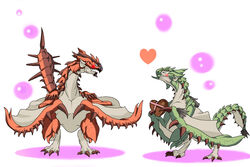  blush capcom chocolate dragon heart heart monster monster_hunter no_humans rathalos rathian tail valentine valentines_day wings 