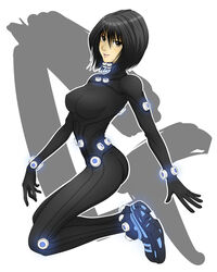  black_hair bodysuit breasts female gantz gantz_suit highres short_hair solo uni+ yamasaki_anzu 