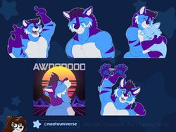  4:3 anthro awoo bodily_fluids canid canine canis discord_(app) domestic_dog female gesture happy hug husky male male/female mammal naoto nordic_sled_dog salute solo spitz sticker tears telegram 