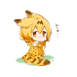  animal_ears arm_rest bare_shoulders brown_eyes chibi closed_mouth commentary_request dot_mouth ears_down elbow_gloves female from_behind frown full_body furrowed_brow gloves grass hair_between_eyes high-waist_skirt kemono_friends knees_to_chest knees_up looking_at_viewer looking_back maeya_susumu no_nose orange_eyes orange_hair orange_skirt outdoors print_gloves print_skirt sad serval_(kemono_friends) serval_print short_hair simple_background sitting skirt sleeveless solo striped_tail tail tearing_up tears translated white_background 