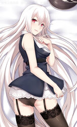  blush dakimakura_(medium) female girls&#039;_frontline hair_between_eyes kar98k_(girls&#039;_frontline) long_hair looking_at_viewer red_eyes salyut solo very_long_hair white_hair 