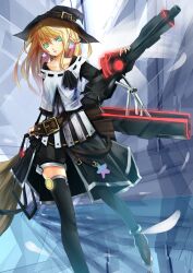  abstract_background alternate_costume alternate_hairstyle alternate_weapon arm_behind_back asymmetrical_clothes bad_id bad_pixiv_id bag belt belt_buckle black_cape black_hat black_ribbon black_shirt black_shorts black_thighhighs blonde_hair blue_eyes braid broom brown_belt buckle cape charm_(object) collarbone earrings expressionless feathers feet_out_of_frame female french_braid glowing glowing_eyes glowing_weapon green_eyes hair_between_eyes half-closed_eyes half_updo hand_up hat hat_belt highres holding holding_broom holding_weapon jewelry kirisame_marisa leather_belt long_hair open_mouth parted_lips reio_reio ribbon ribbon-trimmed_vest scoop_neck shirt shorts sidelocks solo standing standing_on_one_leg star_(symbol) star_earrings thighhighs touhou vest waist_cape weapon white_vest witch_hat 