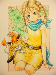  aged_down bad_id bad_pixiv_id bianca_(dq5) blonde_hair blue_eyes blush borongo braid cape dragon_quest dragon_quest_v dress earrings feline female jewelry kami_musume sabertooth_cat smile twin_braids twintails 