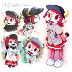  bad_id bad_pixiv_id baseball_jersey buffalo_bell clothes_writing cow_girl cow_horns female furry furry_female gloves horns jersey mascot medium_skirt mizuki_kotora nippon_professional_baseball open_mouth orix_buffaloes photoshop_(medium) pink_eyes pink_hair pink_skirt pink_theme pleated_skirt red_eyes short_hair skirt smile striped_clothes striped_skirt tail 