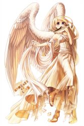  bad_id bad_pixiv_id blonde_hair ehekatl_of_luck elona female fish long_hair purple_eyes robe sandals sash siro_(phooey) solo wings 