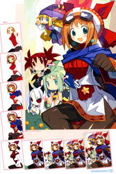  5girls ahoge albino anger_vein arrow_(symbol) black_pantyhose black_sclera blonde_hair blue_eyes breast_envy clenched_hand colored_sclera company_connection cornet_espoir disgaea earrings etna_(disgaea) gloves green_hair harada_takehito hat highres horns jewelry kururu_(rhapsody) long_hair makai_senki_disgaea making-of marl_kingdom marona_(phantom_brave) multiple_girls nippon_ichi official_art orange_hair pantyhose phantom_brave phantom_kingdom pointy_ears pram_(phantom_kingdom) red_eyes red_hair rhapsody short_hair skirt smile spiked_hair twintails white_hair white_skirt 