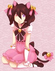  2014 animal_humanoid cat_humanoid clothing domestic_cat dress felid felid_humanoid feline feline_humanoid felis female heterochromia humanoid looking_at_viewer mammal mammal_humanoid mu-ish purple_eyes red_eyes simple_background solo spiffybunny textured_background young 