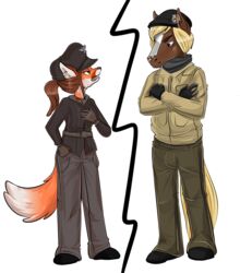  alpha_channel angry anthro british canid canine duo equid equine female fox german horse male mammal rena_the_vixen simple_background transparent_background turtlepaws uristmcderp world_war_2 