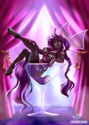  anthro arthropod big_breasts breasts changeling clothed clothing container cup curtains drinking_glass female friendship_is_magic glass glass_container glass_cup hair hasbro my_little_pony purple_hair solo toxi_de_vyne_(artist) wine_glass 