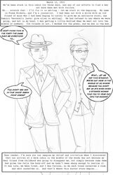  arania clothing dialogue dominic_veccarelli duo english_text frank_nickels hat headgear headwear hi_res human human_only male mammal monochrome necktie not_furry suit text the_cabin_in_the_woods_(arania) 