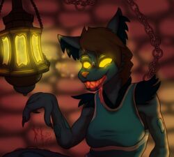  canid canine canis chains clothed clothing destruteka fontozzio_anima glowing glowing_eyes happy hi_res lamp lantern mammal soul wolf 