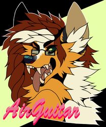  airguitar_(character) anthro black_body black_ears black_fur black_nose brown_hair canid canine cheek_tuft facial_tuft fangs female fur glistening glistening_eyes glistening_nose green_eyes hair inner_ear_fluff long_hair mammal maned_wolf multicolored_hair one_eye_closed orange_body orange_ears orange_fur princelykaden red_tongue solo tan_inner_ear teeth tongue tongue_out tuft two_tone_hair white_body white_fur white_hair white_inner_ear_fluff 