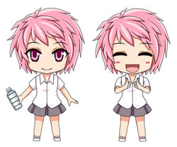  bad_id bad_pixiv_id blush_stickers bottle d-frag! female kerneed mizukami_sakura nendoroid pink_eyes pink_hair school_uniform smile white_background 