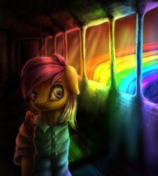  2015 9de-light6 clothing equid equine feathered_wings feathers female feral friendship_is_magic fur hair hasbro hi_res mammal my_little_pony mythological_creature mythological_equine mythology orange_body orange_feathers orange_fur pegasus purple_hair rainbow scootaloo_(mlp) solo window wings 