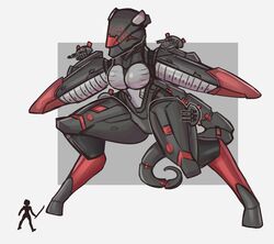  2022 absurd_res aircraft breasts duo featureless_breasts female front_view hi_res holding_melee_weapon holding_object holding_sword holding_weapon human justnyarla konami larger_female living_machine living_vehicle machine macro mammal melee_weapon metal_gear metal_gear_(robot) metal_gear_ray metal_gear_rising:_revengeance metallic_body not_furry nude platinumgames raiden_(metal_gear) robot size_difference standing sword vehicle weapon 