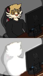  absurd_res anthro bored clothed clothing computer counter-strike cyberrodrigo desktop electronics felid feline flashing gaming gaming_chair hi_res leopardus male mammal monitor ocelot playing_video_game rodrigo_(cyberrodrigo) solo tired_eyes 