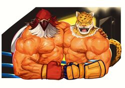  2019 abs animal_head audience avian beak biceps big_muscles clothed clothing duo fatal_fury feathers felid fighting_ring fingerless_gloves for_a_head fur garou:_mark_of_the_wolves gloves group handwear hi_res humanoid humanoid_hands jaguar king_(tekken) king_of_fighters male mammal markings multicolored_body multicolored_feathers muscular muscular_male nipples open_mouth pantherine pecs red_body red_feathers snk spots spotted_body spotted_fur tekken tekken_7 the_king_of_fighters tizoc topless traver009 two_tone_body two_tone_feathers vein veiny_muscles white_body white_feathers wrestler wrestling 