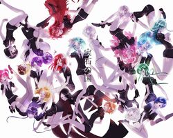  6+others absurdres alexandrite_(houseki_no_kuni) amethyst_(houseki_no_kuni) androgynous antarcticite ass belt benitoite_(houseki_no_kuni) black_eyes black_gloves black_hair black_necktie black_shorts black_thighhighs blonde_hair blue_eyes blue_hair bort braid cinnabar_(houseki_no_kuni) collared_shirt commentary_request copyright_name diamond_(houseki_no_kuni) elbow_gloves euclase_(houseki_no_kuni) gem_uniform_(houseki_no_kuni) glass_sei_(nanorin0603) gloves goshenite_(houseki_no_kuni) green_eyes green_hair grey_eyes hair_over_one_eye heterochromia highres houseki_no_kuni jade_(houseki_no_kuni) long_hair looking_at_viewer morganite_(houseki_no_kuni) multicolored_eyes multicolored_hair multiple_others necktie neptunite_(houseki_no_kuni) obsidian_(houseki_no_kuni) one_eye_closed open_mouth orange_eyes orange_hair padparadscha_(houseki_no_kuni) phosphophyllite purple_eyes purple_hair red_beryl_(houseki_no_kuni) red_eyes red_hair rutile_(houseki_no_kuni) shirt short_hair short_hair_with_long_locks short_sleeves shorts simple_background thighhighs tied_hair twintails two-tone_hair uniform white_background white_belt white_gloves white_hair white_legwear white_shirt white_shorts yellow_diamond_(houseki_no_kuni) zircon_(houseki_no_kuni) 